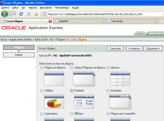 Crear tabla para la aplicación APEX