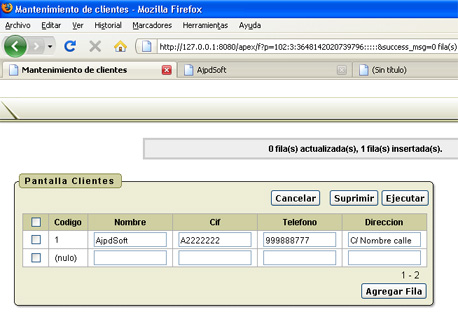 Crear tabla para la aplicación APEX