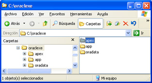Instalación de APEX 3.2 en Oracle XE - Carpeta descomprimida de APEX