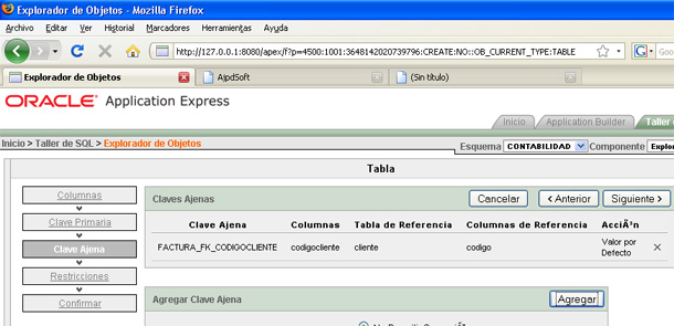 Crear tabla para la aplicación APEX