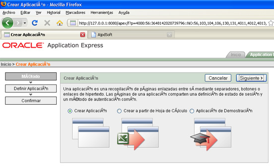 Crear aplicación en APEX