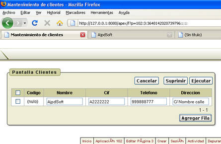 Crear tabla para la aplicación APEX