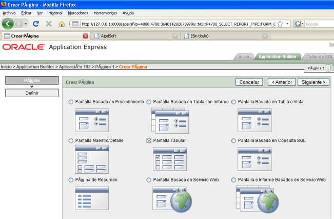 Crear tabla para la aplicación APEX