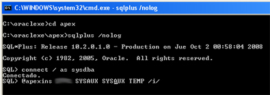 Instalación de APEX 3.2 en Oracle XE - Ejecución script instalación APEX