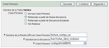 Crear tabla para la aplicación APEX